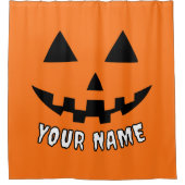 Gepersonaliseerde Oranje pompoen Halloween Jouw na Douchegordijn (Voorkant)
