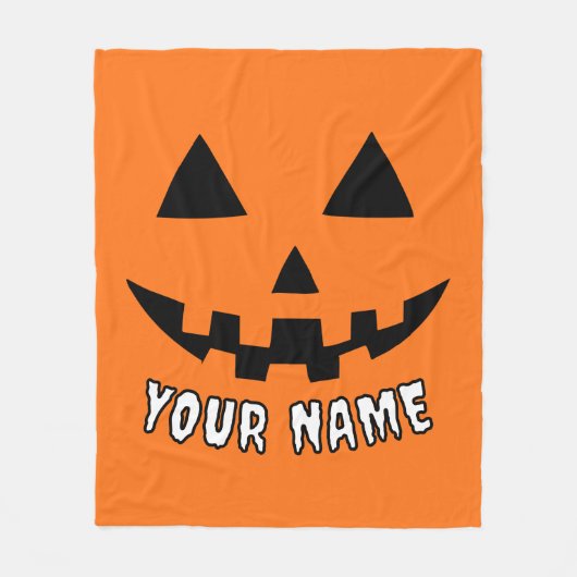 Gepersonaliseerde Oranje pompoen Halloween Jouw na Fleece Deken (Voorkant)