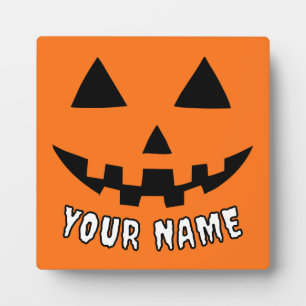 Gepersonaliseerde Oranje pompoen Halloween Jouw na Fotoplaat