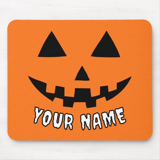 Gepersonaliseerde Oranje pompoen Halloween Jouw na Muismat (Voorkant)