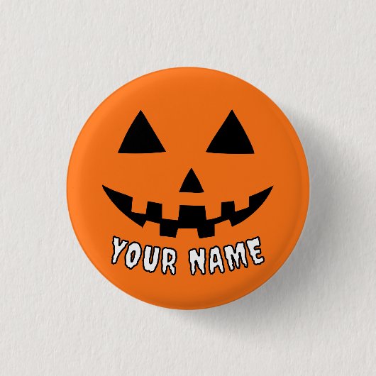 Gepersonaliseerde Oranje pompoen Halloween Jouw na Ronde Button 3,2 Cm (Voorkant)