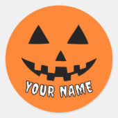 Gepersonaliseerde Oranje pompoen Halloween Jouw na Ronde Sticker (Voorkant)