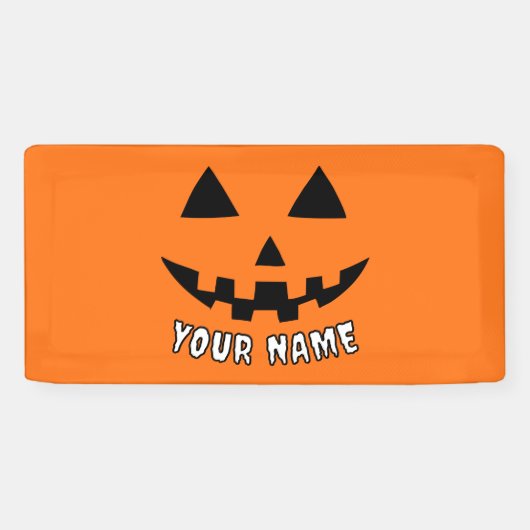 Gepersonaliseerde Oranje pompoen Halloween Jouw na Spandoek (Horizontaal)