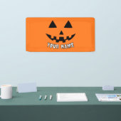 Gepersonaliseerde Oranje pompoen Halloween Jouw na Spandoek (Beurs)