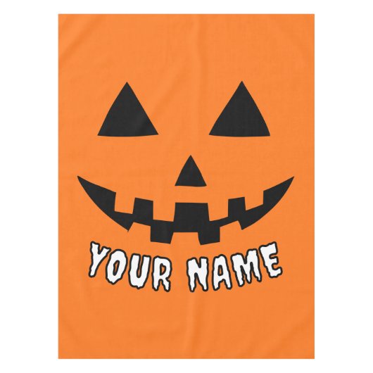 Gepersonaliseerde Oranje pompoen Halloween Jouw na Tafelkleed (Voorkant)