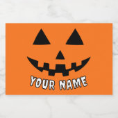 Gepersonaliseerde Oranje pompoen Halloween Jouw na Voedselcontainer Etiket (Enkel label)
