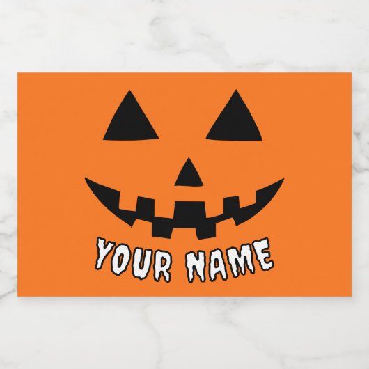 Gepersonaliseerde Oranje pompoen Halloween Jouw na Voedselcontainer Etiket (Enkel label)