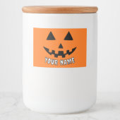 Gepersonaliseerde Oranje pompoen Halloween Jouw na Voedselcontainer Etiket (Voorkant)