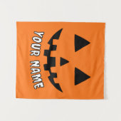 Gepersonaliseerde Oranje pompoen Halloween Jouw na Wandkleed (Voorkant (horizontaal))