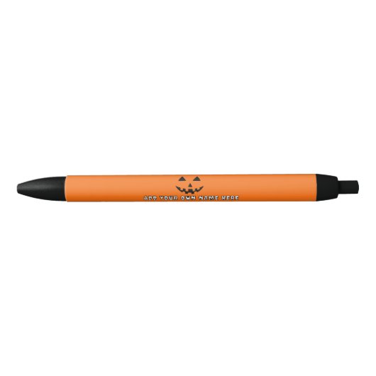 Gepersonaliseerde Oranje pompoen Halloween Jouw na Zwarte Inkt Pen (Voorkant)