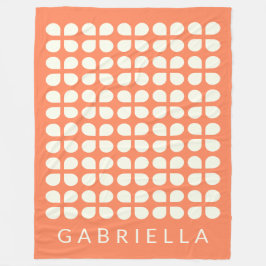 Gepersonaliseerde Oranje retro Midcentury Modern B Fleece Deken