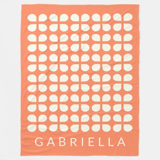 Gepersonaliseerde Oranje retro Midcentury Modern B Fleece Deken (Voorkant)