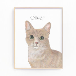 Gepersonaliseerde Oranje Tabby Cat Art Foto Afdruk