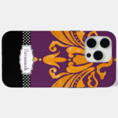 Gepersonaliseerde Oranje Tangerine Aubergine Damas Case-Mate iPhone Case (Achterkant (horizontaal))