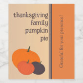 Gepersonaliseerde Oranje Thanksgiving Familie Pomp Wijn Etiket (Enkel label)