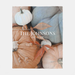 Gepersonaliseerde Oranje witte en blauwe pompoenen Fleece Deken