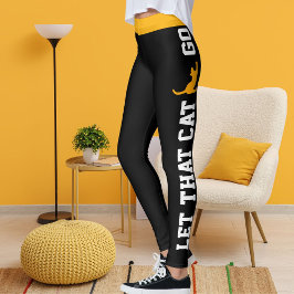 Gepersonaliseerde Oranje Zwarte Kitten Feline Cat Leggings