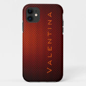 Gepersonaliseerde Oranje zwarte koolstofvezel gepa Case-Mate iPhone Case (Achterkant)