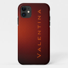 Gepersonaliseerde Oranje zwarte koolstofvezel gepa Case-Mate iPhone Case