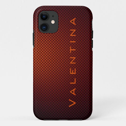Gepersonaliseerde Oranje zwarte koolstofvezel gepa Case-Mate iPhone Case (Achterkant)