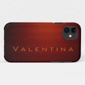 Gepersonaliseerde Oranje zwarte koolstofvezel gepa Case-Mate iPhone Case (Achterkant (horizontaal))