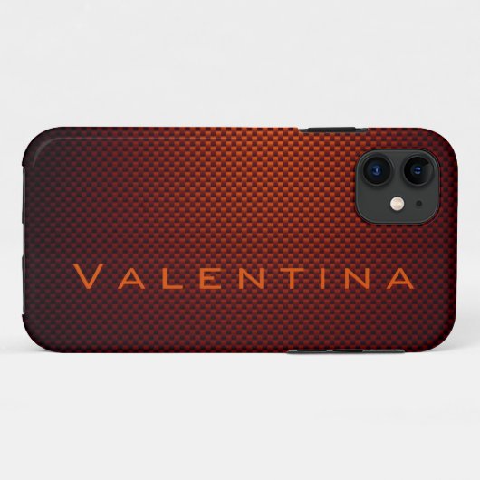 Gepersonaliseerde Oranje zwarte koolstofvezel gepa Case-Mate iPhone Case (Achterkant (horizontaal))