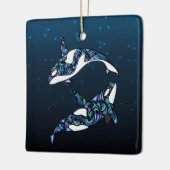 Gepersonaliseerde Orca walvissen Onze eerste Kerst Keramisch Ornament (Links)