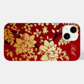 Gepersonaliseerde Oriental Golden Flowers op Red Case-Mate iPhone Case (Achterkant (horizontaal))