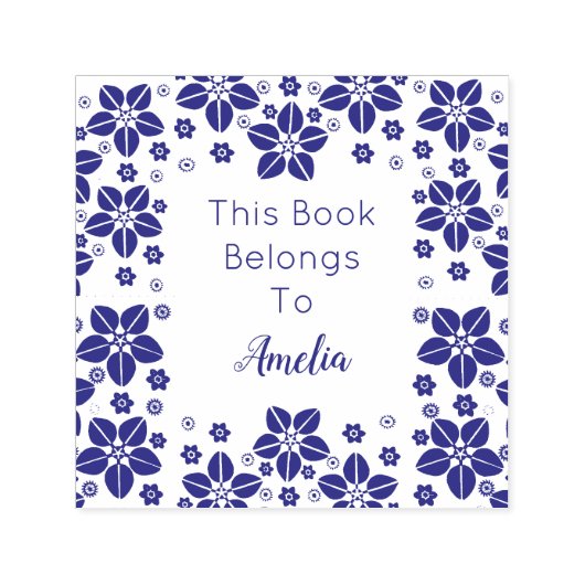 Gepersonaliseerde Orientale Bloem Dit boek behoort Zelfinktende Stempel (Design)