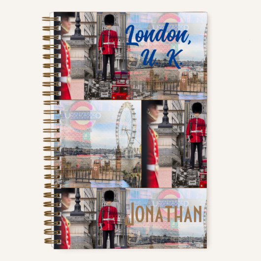 Gepersonaliseerde originele "London UK" Reizen Notitieboek (Voorkant)
