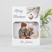 Gepersonaliseerde Ornament kerstfotokaart Feestdagenkaart (Staand voorkant)