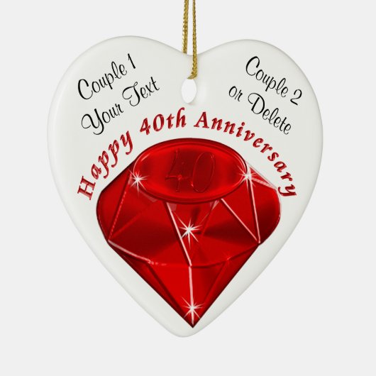 Gepersonaliseerde ornament Ruby 40th Jubileum Gift (Rechts)