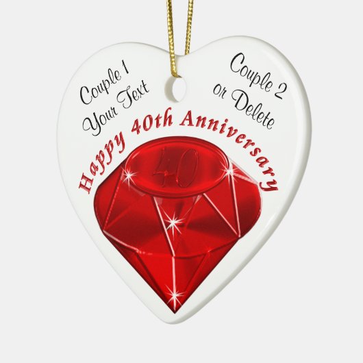 Gepersonaliseerde ornament Ruby 40th Jubileum Gift (Links)