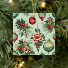Gepersonaliseerde  Ornamenten Floral Christmas