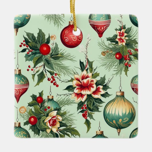 Gepersonaliseerde  Ornamenten Floral Christmas (Voorkant)