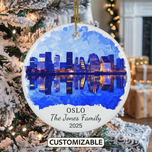 Gepersonaliseerde Oslo Ornament, Noorwegen Keramisch Ornament