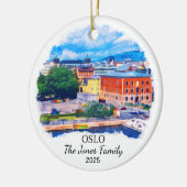 Gepersonaliseerde Oslo Ornament, Noorwegen Keramisch Ornament (Links)