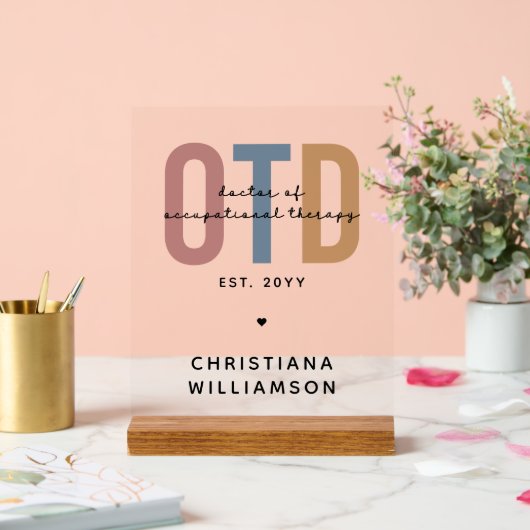 Gepersonaliseerde OTD Doctor in de ergotherapie Acryl Bord (Huwelijk)