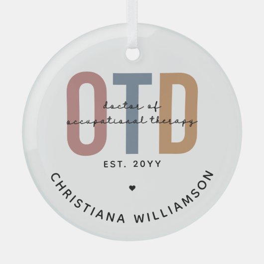 Gepersonaliseerde OTD Doctor in de ergotherapie Glas Ornament (Voorkant)