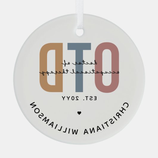 Gepersonaliseerde OTD Doctor in de ergotherapie Glas Ornament (Achterkant)