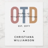 Gepersonaliseerde OTD Doctor in de ergotherapie Wijn Etiket (Enkel label)