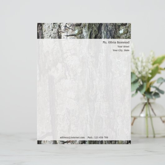 Gepersonaliseerde Oude Bark Textuur met het Adres  Gepersonaliseerd Briefhoofd (Staand voorkant)