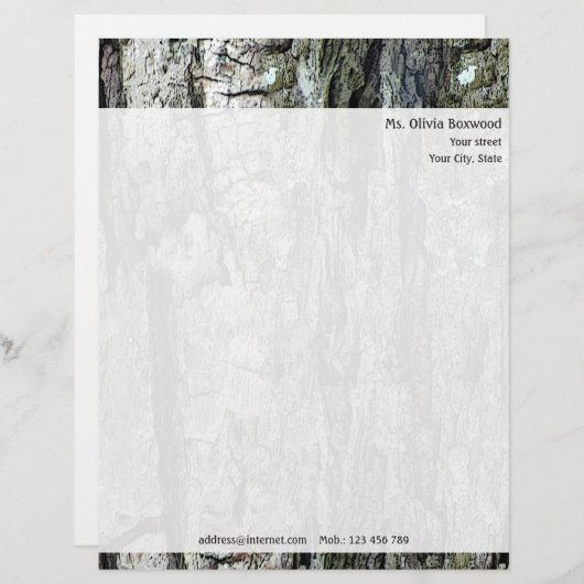 Gepersonaliseerde Oude Bark Textuur met het Adres  Gepersonaliseerd Briefhoofd (Voorkant / Achterkant)