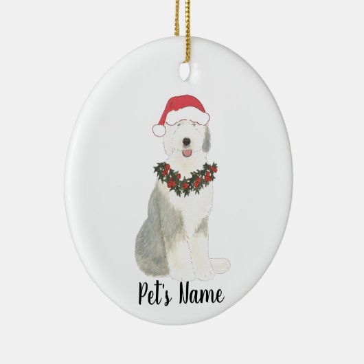 Gepersonaliseerde Oude Engelse Sheepdog Keramisch Ornament (Rechts)