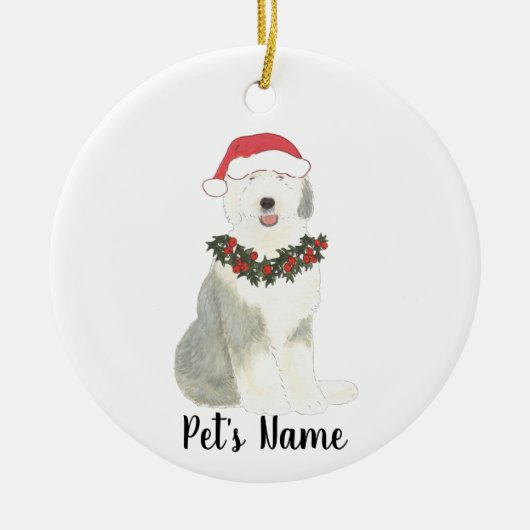 Gepersonaliseerde Oude Engelse Sheepdog Keramisch Ornament (Voorkant)