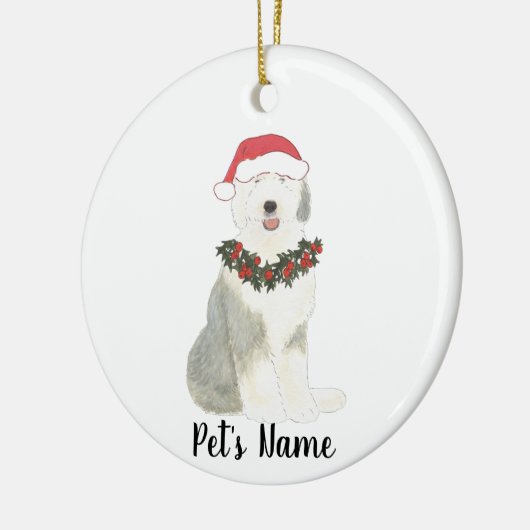 Gepersonaliseerde Oude Engelse Sheepdog Keramisch Ornament (Links)
