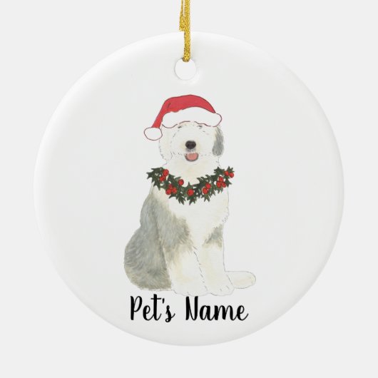 Gepersonaliseerde Oude Engelse Sheepdog Keramisch Ornament (Achterkant)