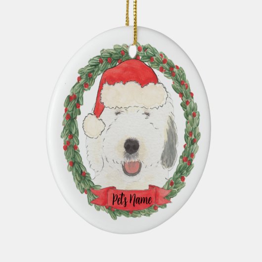 Gepersonaliseerde Oude Engelse Sheepdog Keramisch Ornament (Rechts)