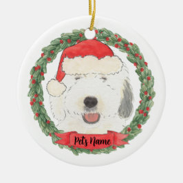 Gepersonaliseerde Oude Engelse Sheepdog Keramisch Ornament
