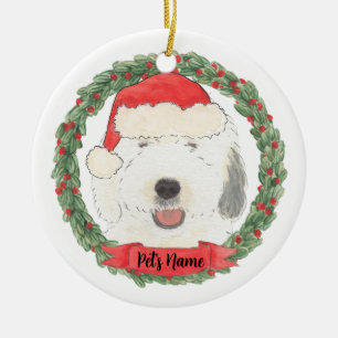 Gepersonaliseerde Oude Engelse Sheepdog Keramisch Ornament